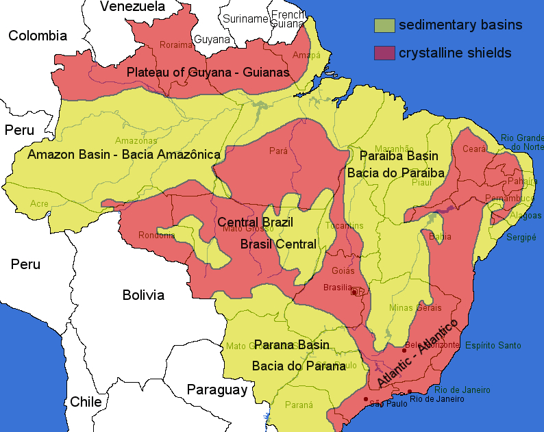 Brazilian Highlands In South America Map United States Map