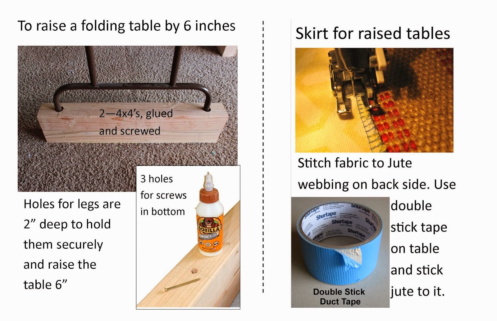 StudioCherie How to Raise Up Tables to Counter Top Height