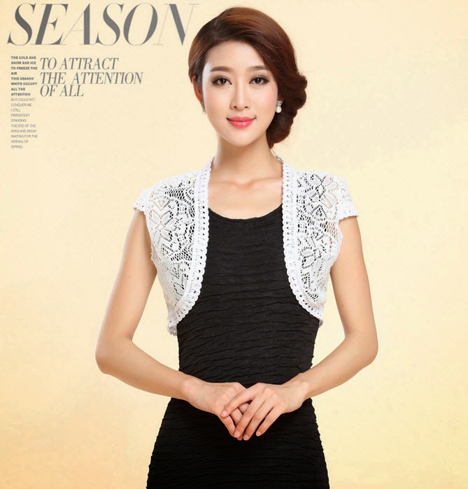  ผ้าคลุมไหล่ เสื้อคลุมไหล่ลูกไม้สวมคู่ชุดราตรีแฟชั่นเกาหลีสไตล์คาร์ดิแกนน่ารัก นำเข้า สีขาว - พร้อมส่งYA012 ราคา350บาท