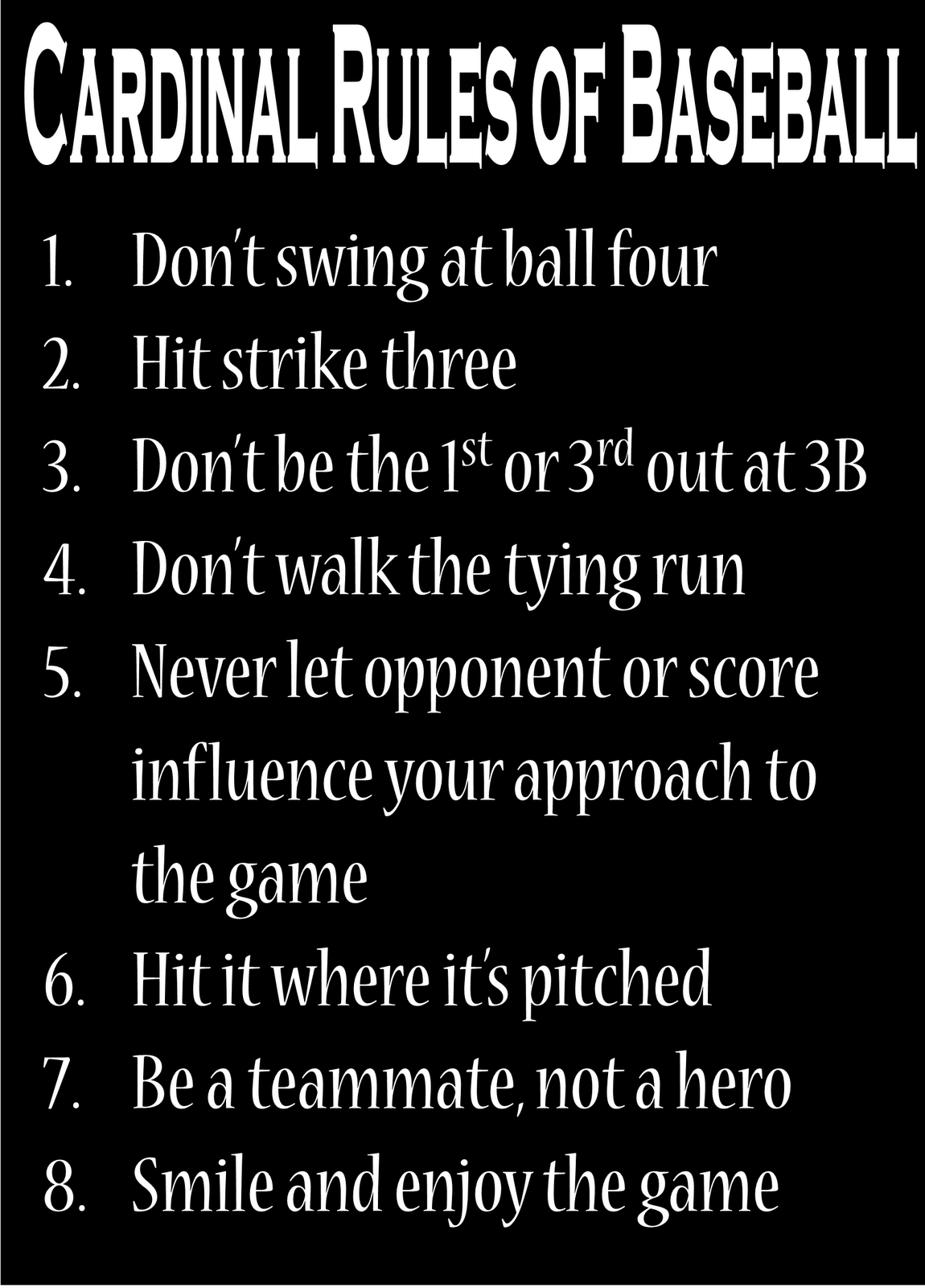 Landshark Baseball Cardinal Rules of Baseball