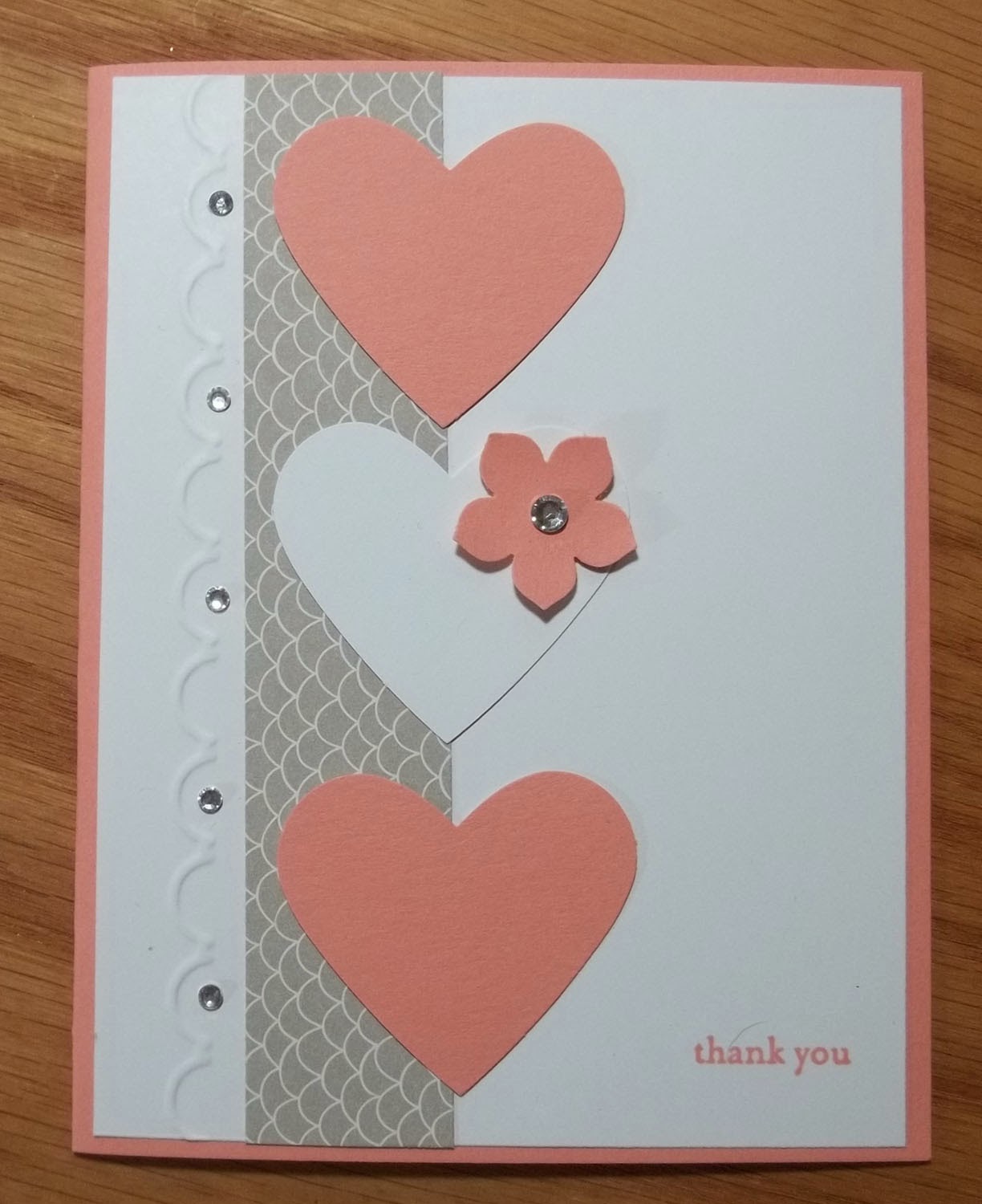 Home made Valentine Card with Adorning Accents Texture Embossing
