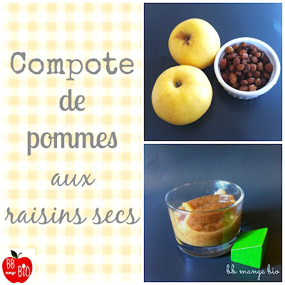 Compote d'hiver pour les bébés à partir de 6 mois compoe de pomes aux raisins secs  par BB mange bio