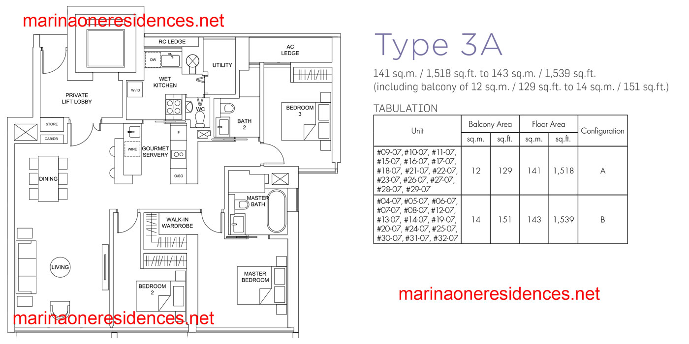 3 bedroom Type 3A Showflat unit