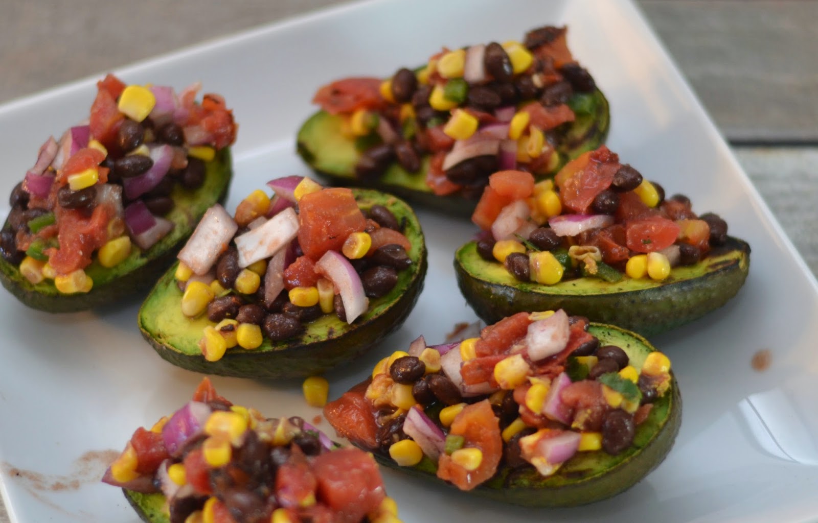 Black Bean and Tomato Salsa Topped Grilled Avocados Building Our Story