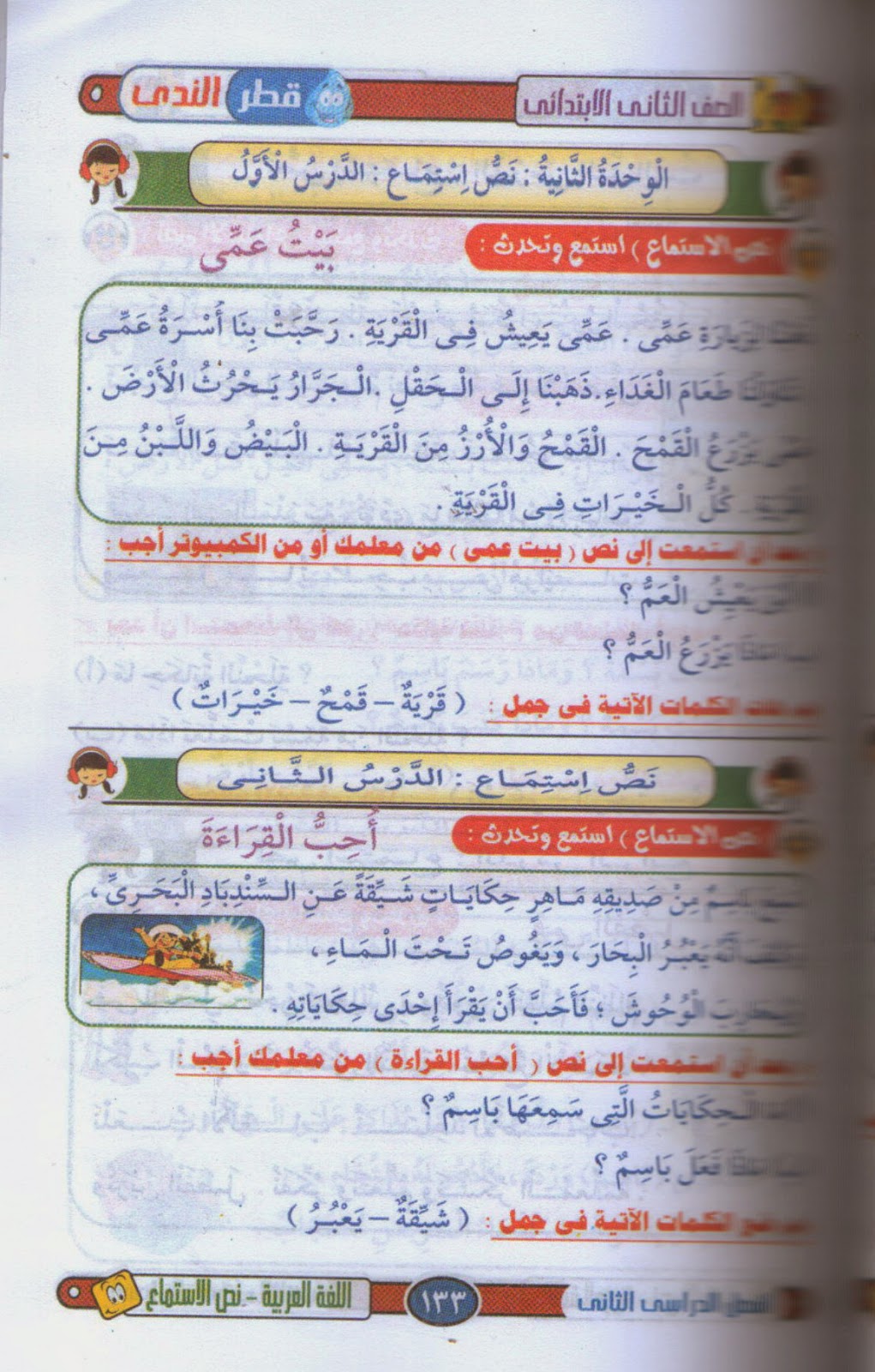 دروس اللغة العربية الكاملة الغير منهجية للصف الثانى الإبتدائى ترم ثانى 2015