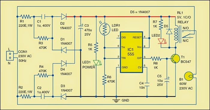 Automatic On and Off Lamp - Electronic Projects, Power Supply Circuits