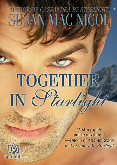 book cover for Together in Starlight by Susan Mac Nicol depicting a mysterious handsome man staring straight at his audience