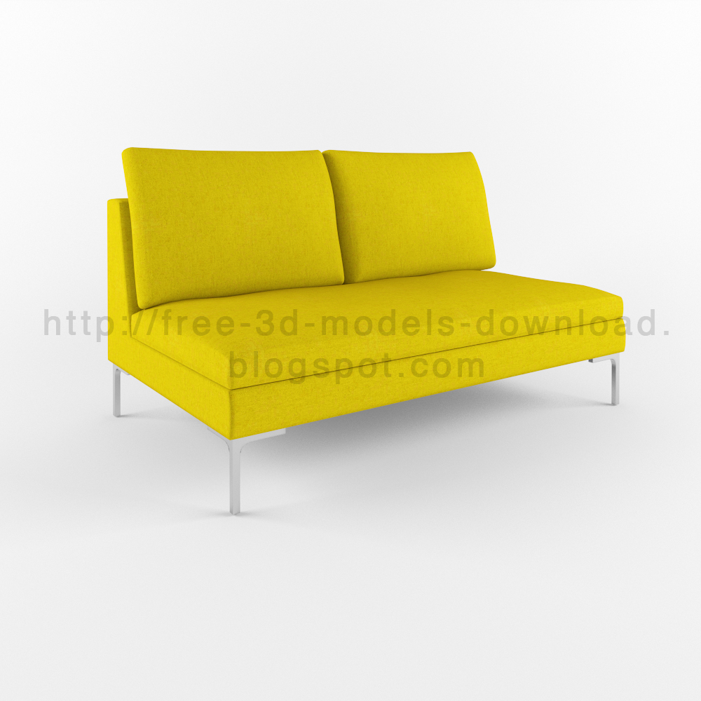 Charles, 3d модель, 3d model, b&b, free download, furniture, Italia, sofa, yellow, диван, скачать бесплатно