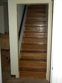 staircase opening bearing load open stairs stairway enclosed basement renovating bed course encased prior looked lets any walls