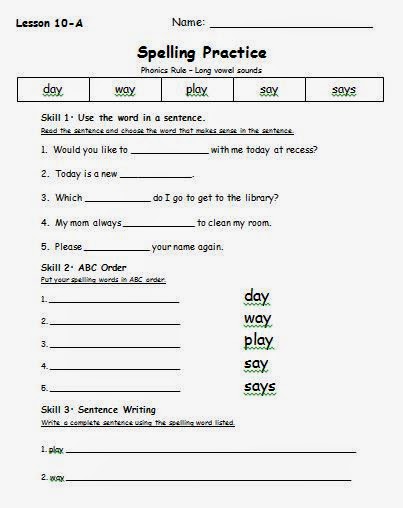 Teaching With Terhune: First Grade Yearly Spelling Lessons