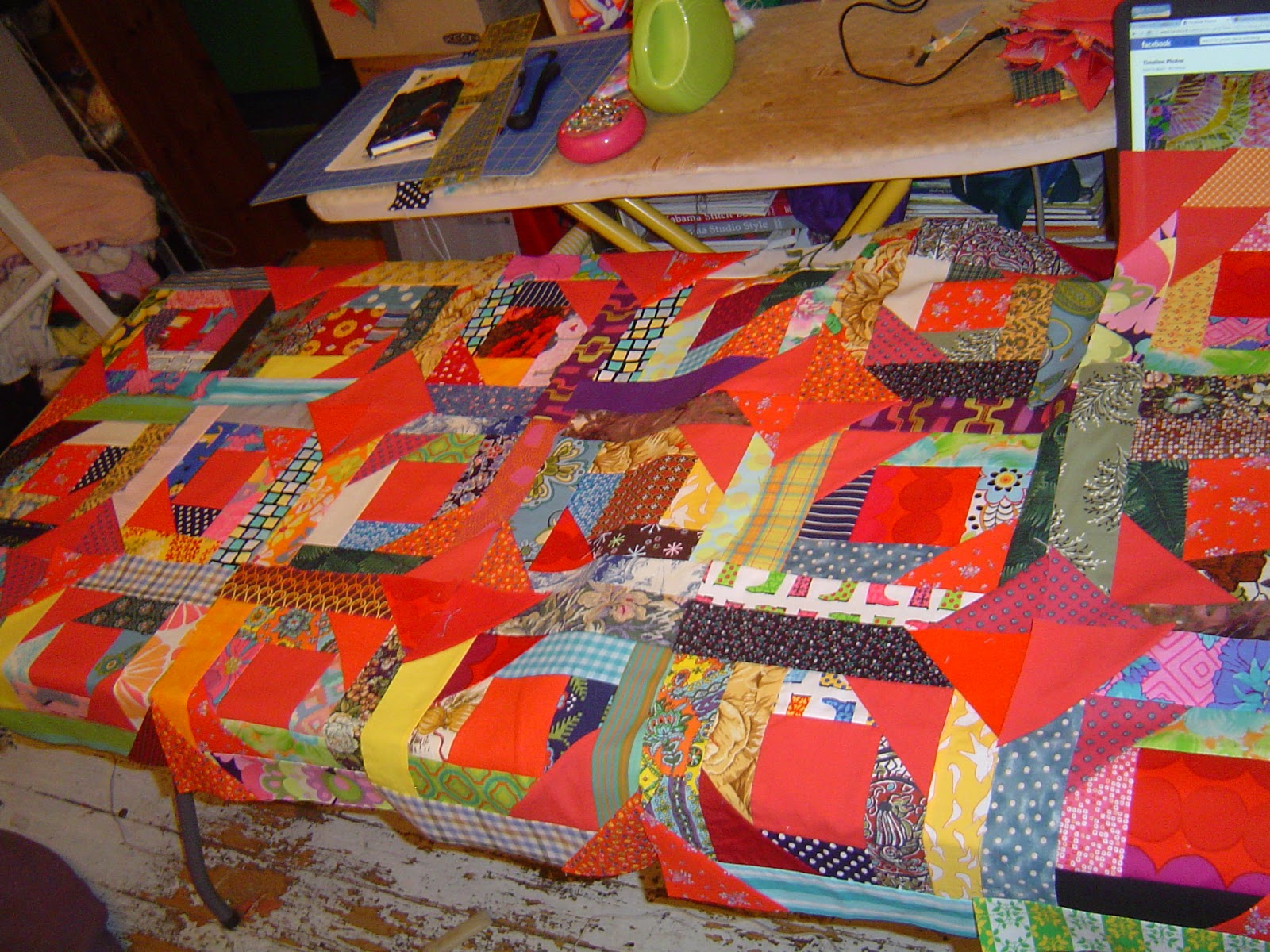 recycled quilt Piecing blocks!