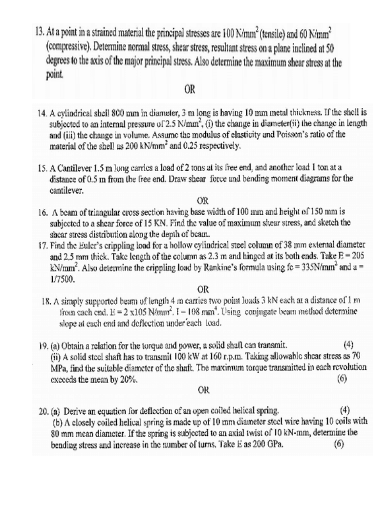 Strength of Materials (SOM) Sathyabama University B.E Mech/Chemical