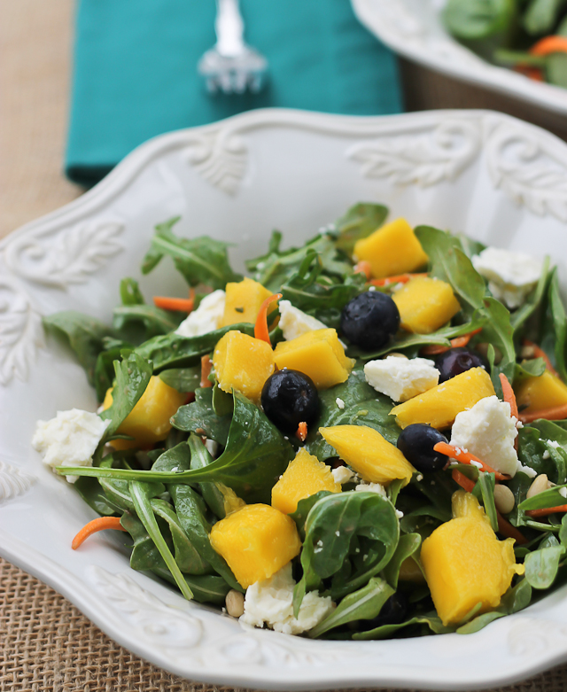 Mango Arugula Salad with Creamy Rosemary Dressing
