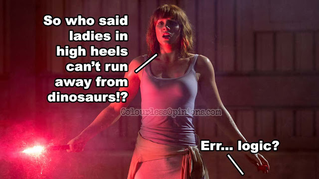 And her high heels seem as clean and white as new at the end. Jurassic World high heels meme
