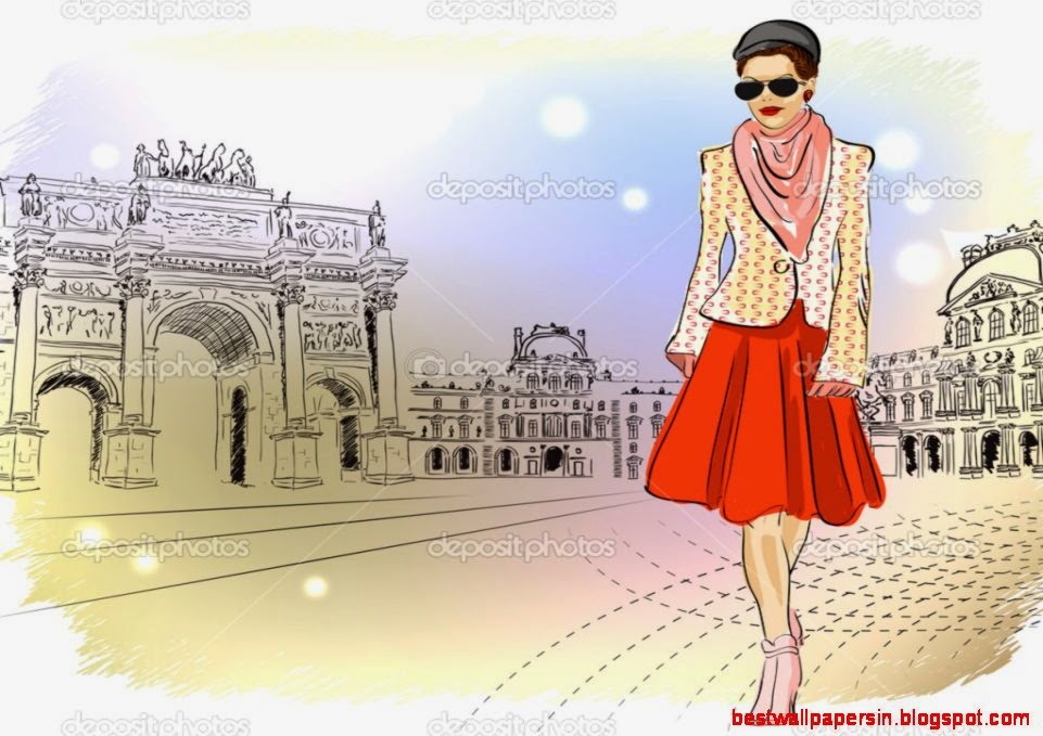 Elegant Fashion girl in Paris — Stock Vector © Portumen Elegant Fashion girl in Paris — Stock Vector © Portumen