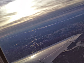 View of wing from an airplane window