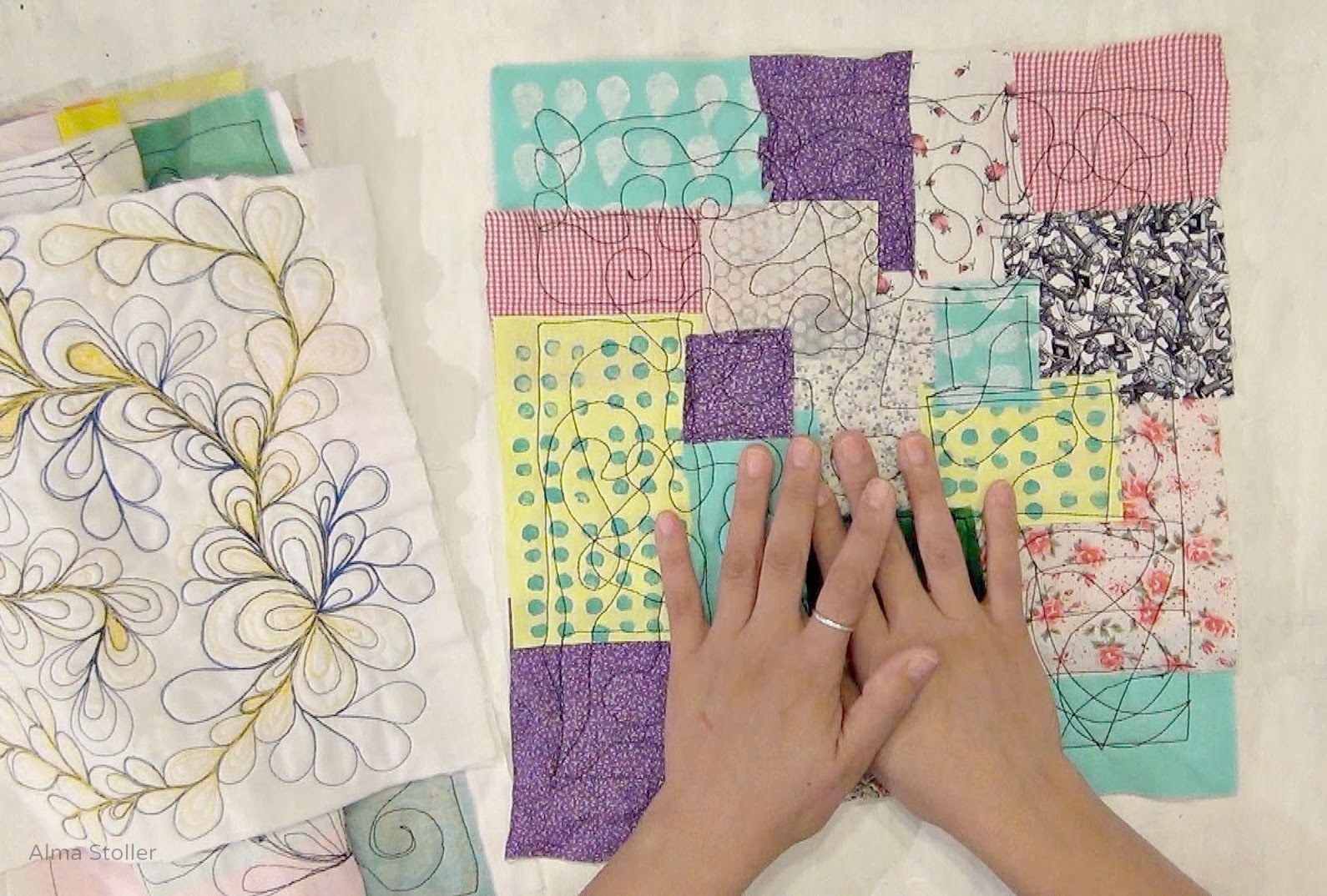 Alma Stoller how to make a stitched patchwork cloth