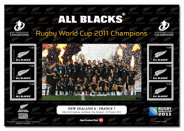 Oval Ball Philately NZ 2011 Rugby World Cup Champions!