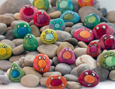 painted rocks with cute faces and big noses