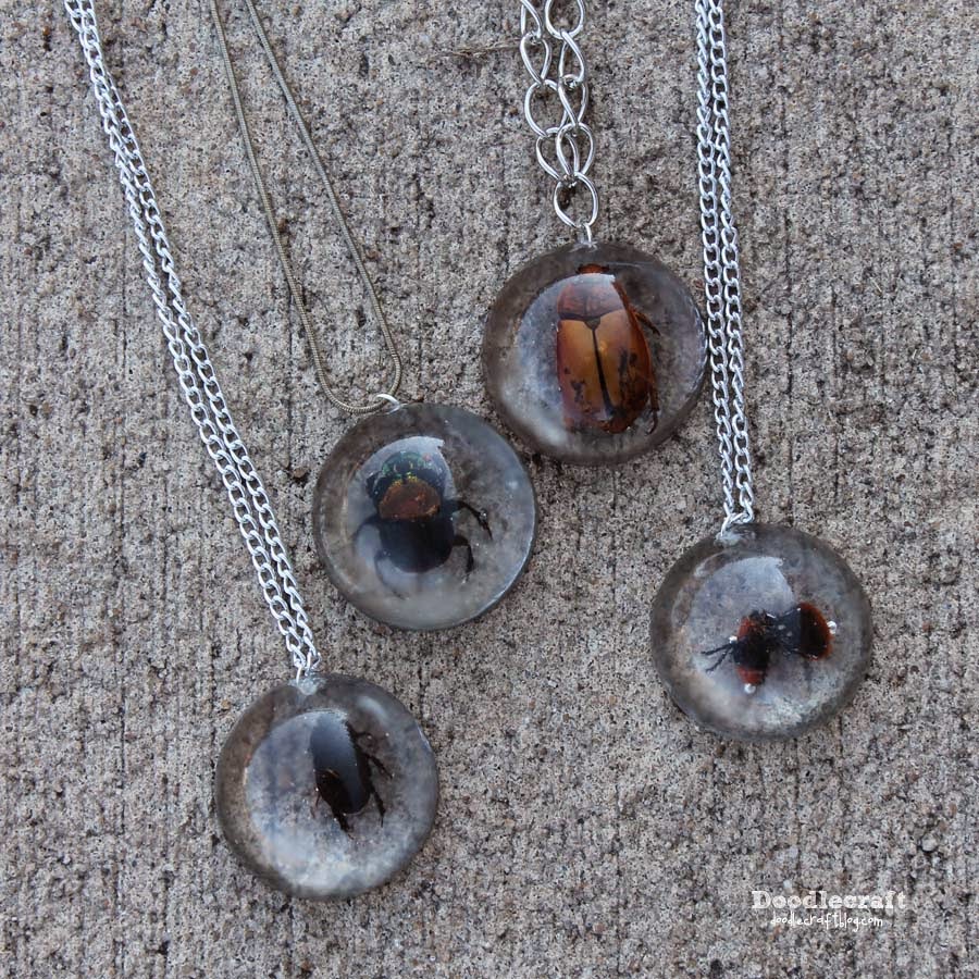 Doodlecraft Beetles in Resin Jewelry!