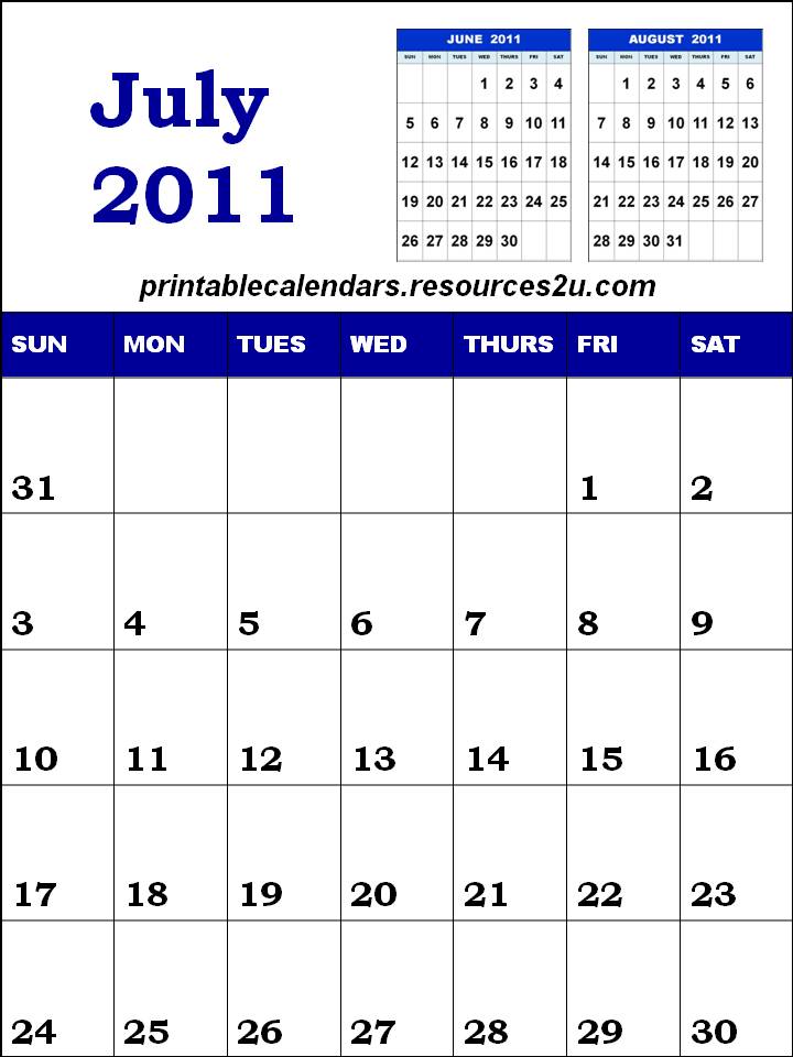 july 2011 calendar. Free Blank Calendar 2011 Jul