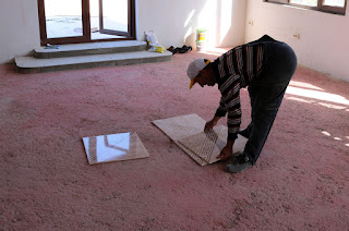 Working out where the patterned tiles are going to go Working out where the patterned tiles are going to go