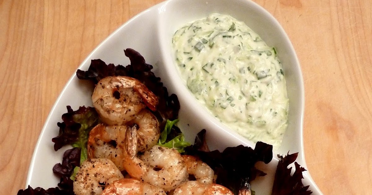 Cracked Pepper Grilled Shrimp with Cucumber Horseradish Dipping Sauce