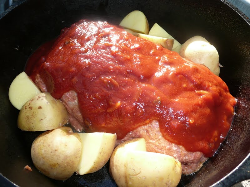 Everyday Dutch Oven Saucy Meatloaf
