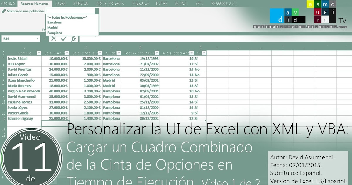 Cargar un Cuadro Combinado o ComboBox de la Cinta de Opciones de Excel