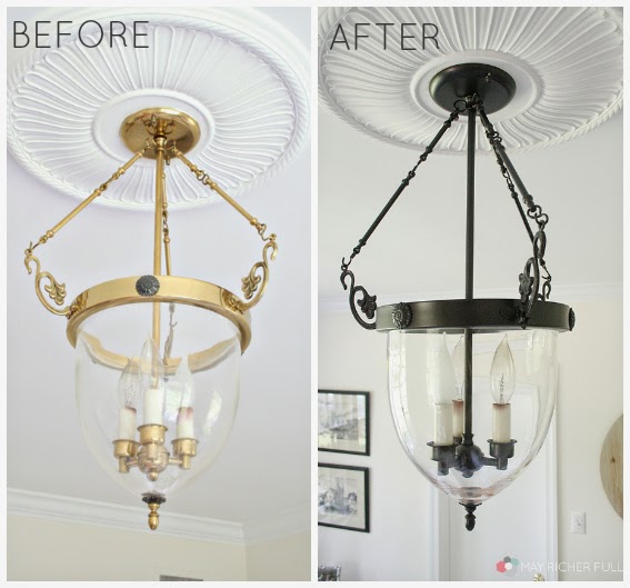 How To Transform a Dated Brass Light Fixture With Paint