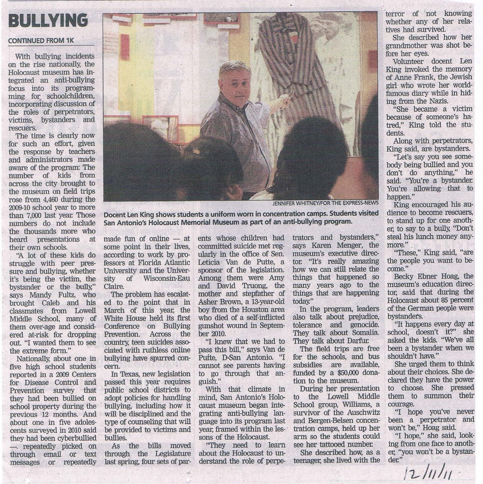 Bullying Newspaper Articles