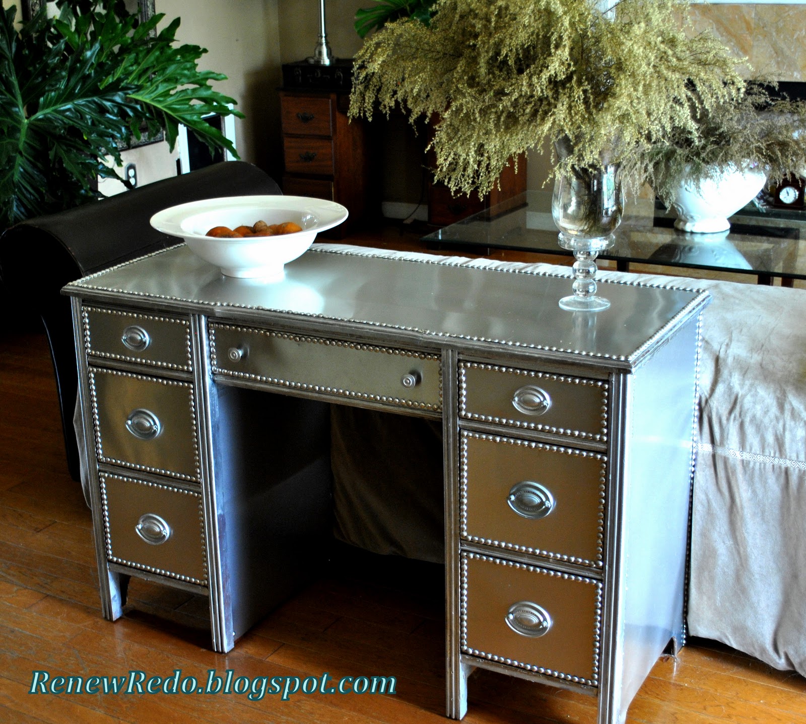 Renew Redo An old desk gets a stainless steel look. DIY Show Off ™ DIY Decorating and Home