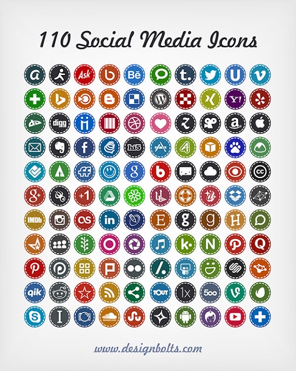 Mas de 100 iconos de redes sociales cosidos a mano gratis. Mas de 100 iconos de redes sociales cosidos a mano gratis.