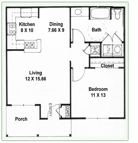 1 Bedroom 2 Bath Floor Plans 1 Bedroom 2 Bath Floor Plans