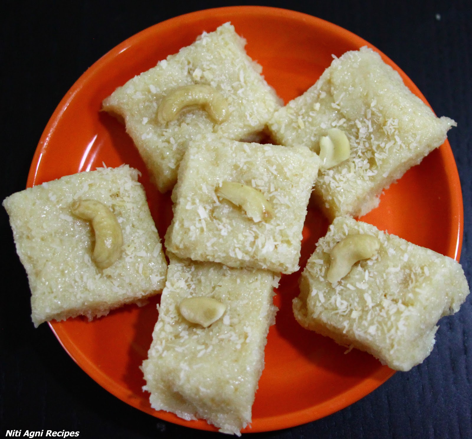 Niti Agni Recipes Coconut Barfi (Coconut Fudge)