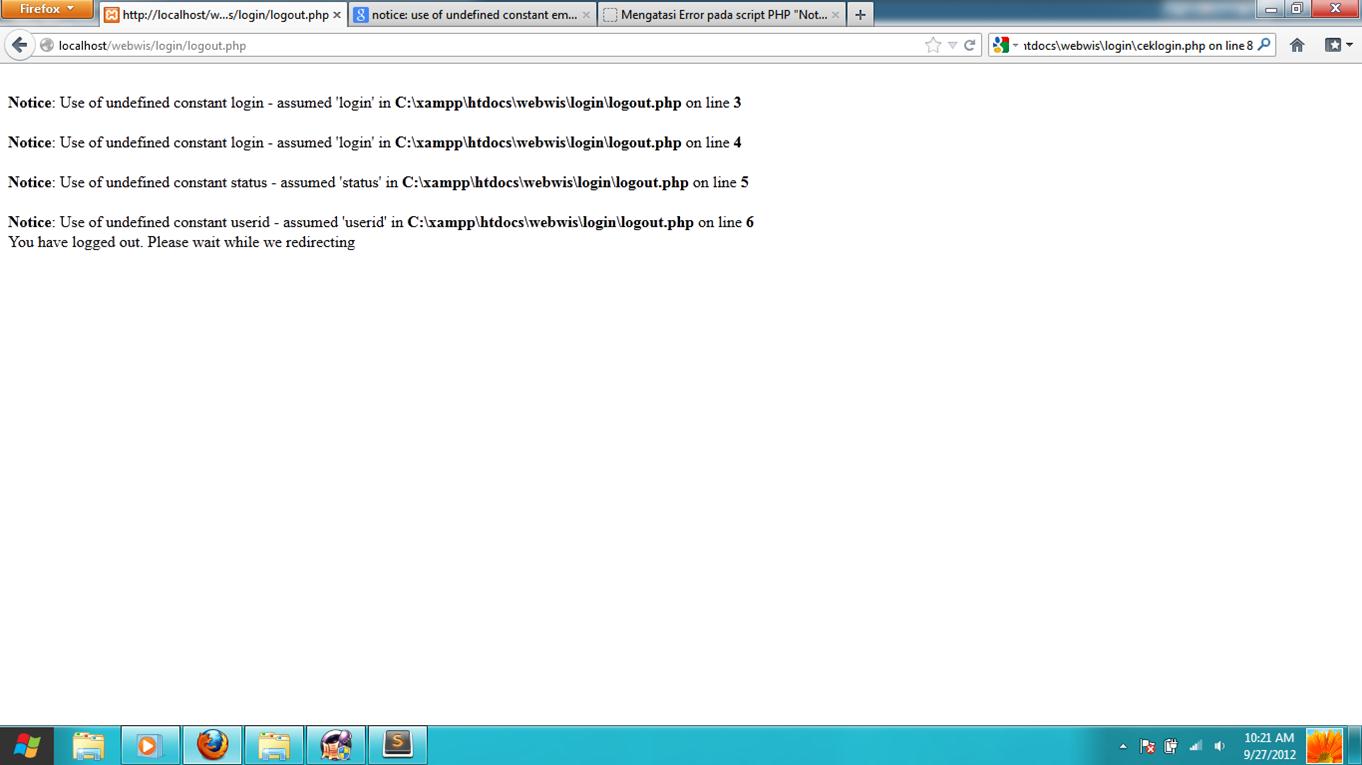 Leni Sang Jundullah Php Mengatasi Error Use Of Undefined Constant