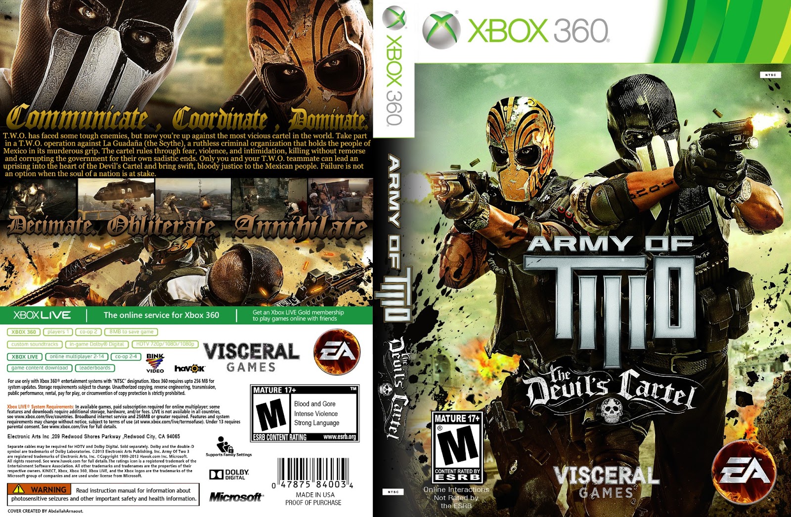 BH GAMES - A Mais Completa Loja de Games de Belo Horizonte - Army of Two:  The Devil's Cartel - Xbox 360