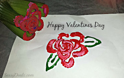 red rose celery stamp craft