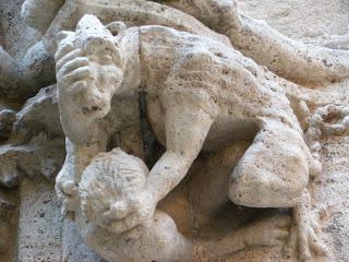 Gargoyle on the silk exchange in Valencia. La Lonja de la Seda.