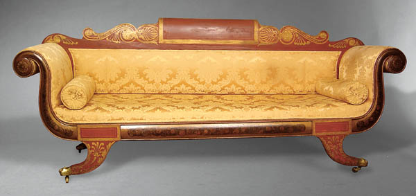 Southern Folk Artist & Antiques Dealer/Collector: Baltimore Painted A Baltimore classical sofa painted Pompeii red with gilt and flower decoration circa 1815-1825 - Southern Folk Artist & Antiques Dealer/Collector: Baltimore Painted