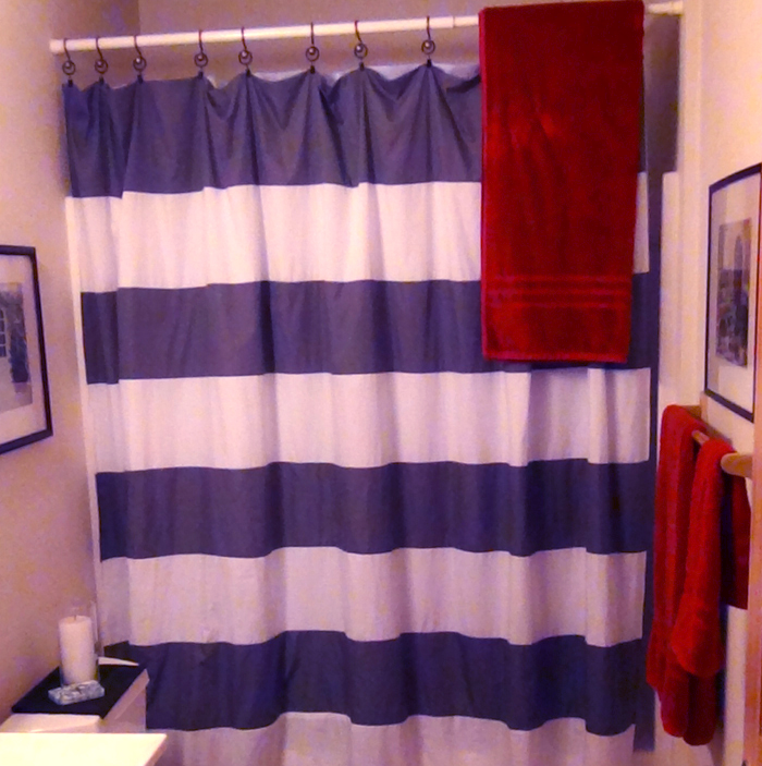 A Summer Gypsy Sews West Elm Knock Off Gray Striped Shower Curtain