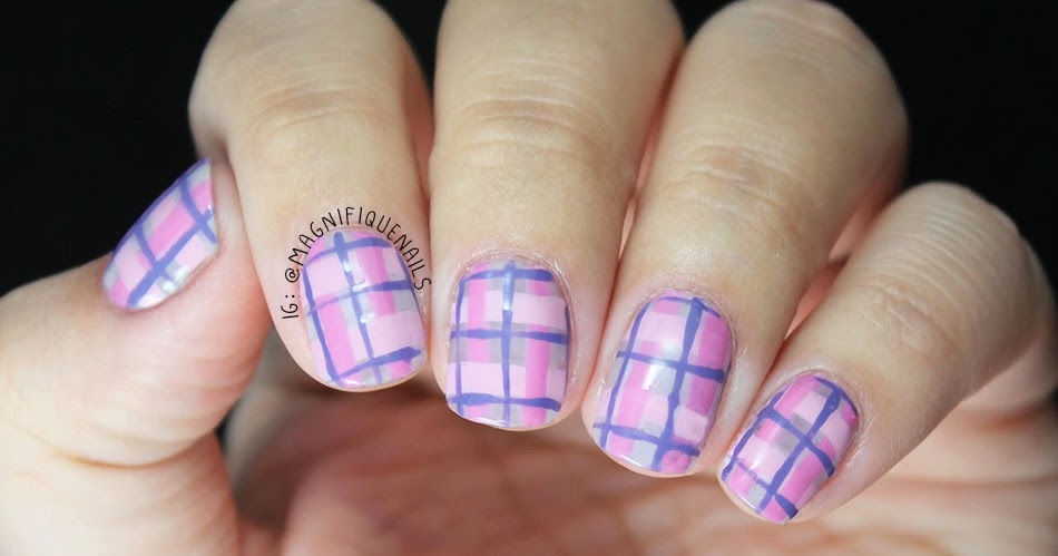 1. Pink Plaid Nail Art Tutorial - wide 5