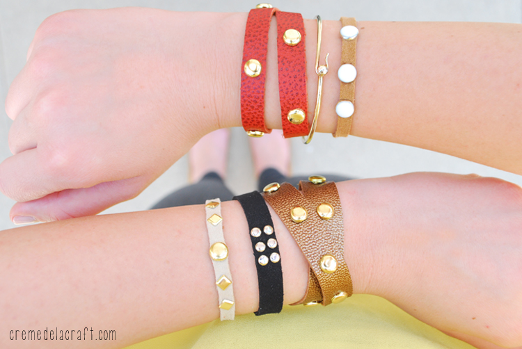 DIY Leather Studded Wrap Bracelet