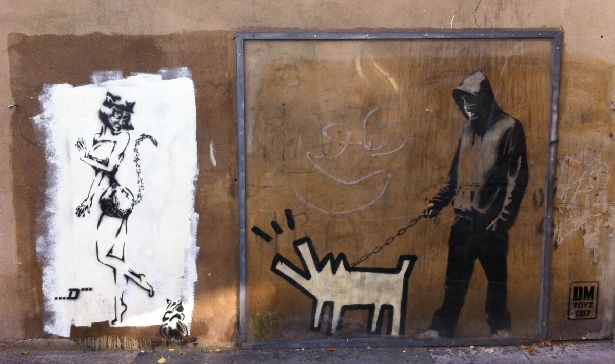 Banksy artwork of a hello kitty drawing