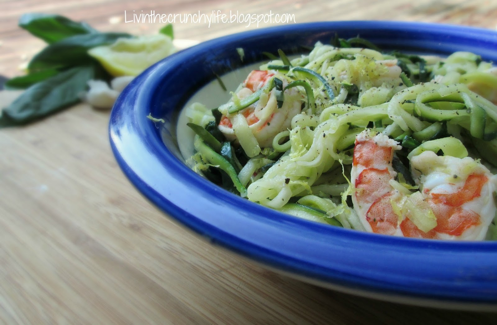 LemonGarlic Shrimp with Zucchini Noodles and Spinach (Gluten Free, AIP