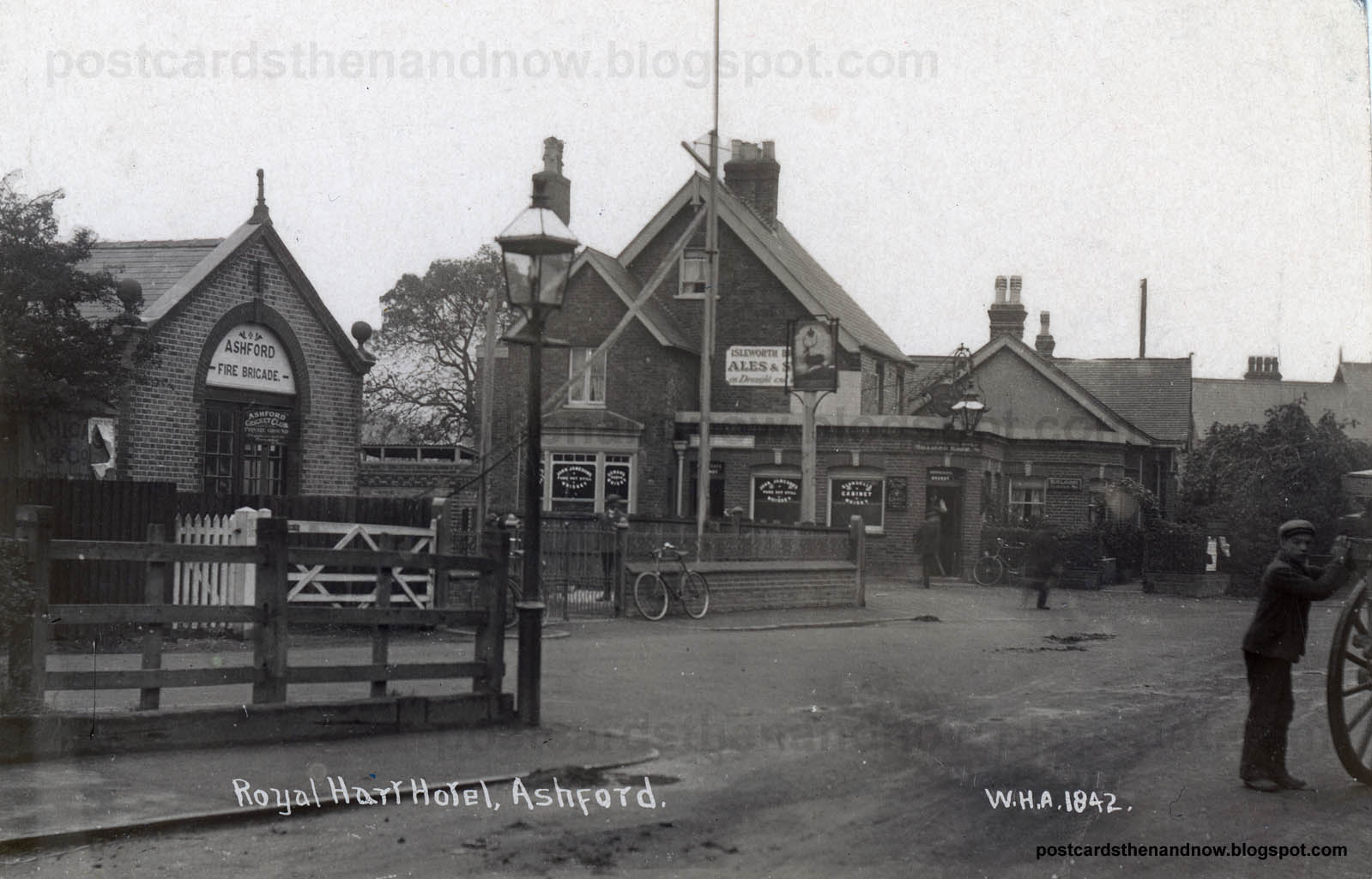 Postcards Then and Now Ashford, Surrey, The Fire Station and Royal