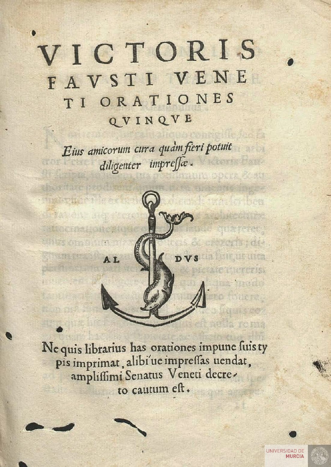 "Victoris Fausti Veneti Orationes quinque" - Fausto, Vittore "Victoris Fausti Veneti Orationes quinque" - Fausto, Vittore