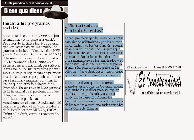 Dicen que dicen del Diario El Independiente del 28 de Noviembre 2013