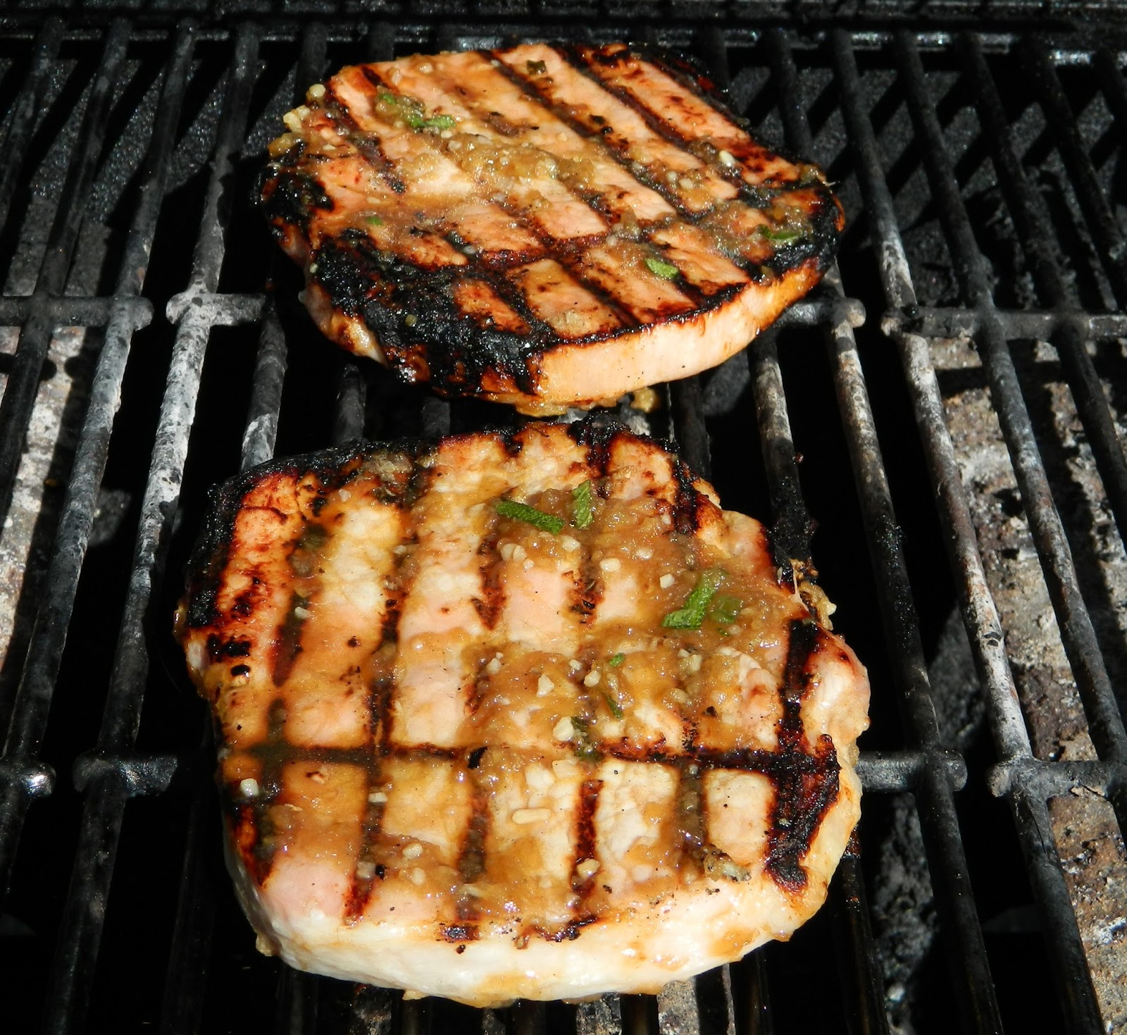 Lise's Log Cabin Life Grilled Pork Chops with Apple & Sage Marinade