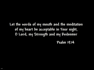 black background and white letters image of Psalm 19:14 bible verse